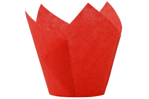 Red Tulip Muffin Wraps/Cases | 50 Pack