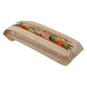 Baguette/Sub Sandwich Kraft Paper Bag with Window | 1,000 Pack